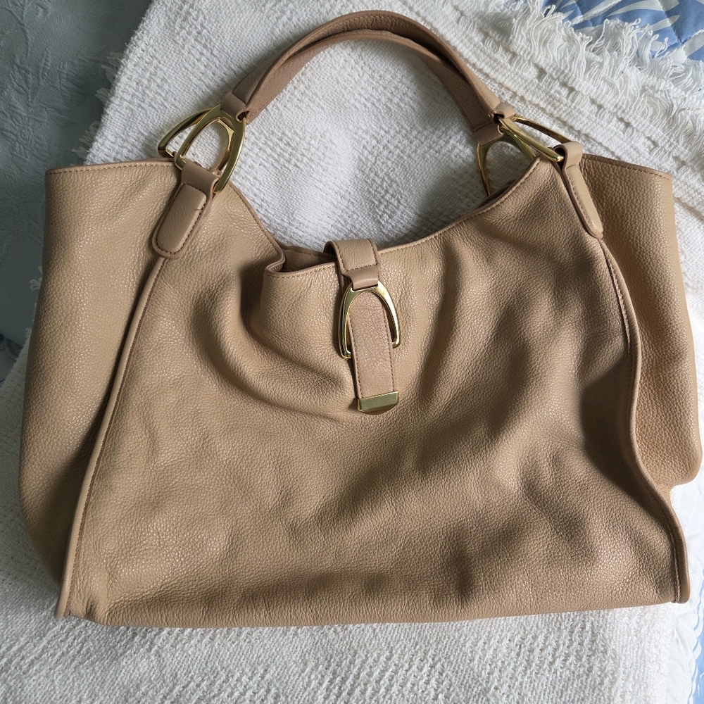 G.I.L.I. Blush Tan Leather Roma Tote Bag